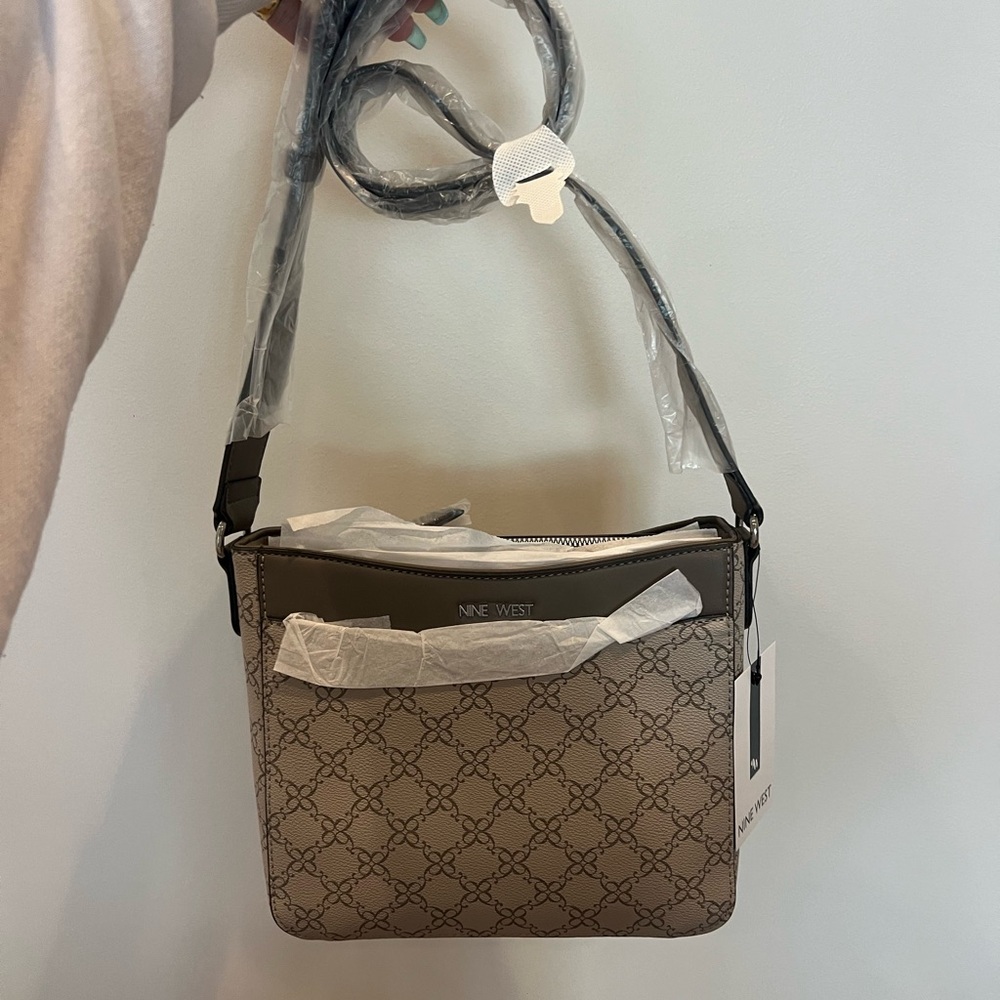 Nine West Taupe Patterned Shoulder Bag